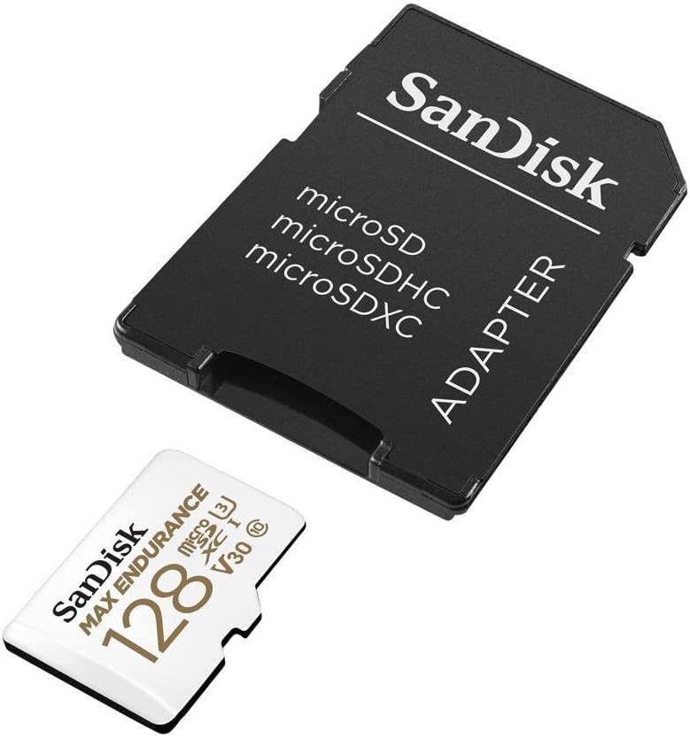 SanDisk 128GB MAX Endurance microSDXC Card with Adapter for Home Security Cameras and Dash cams - C10, U3, V30, 4K UHD, Micro SD Card - SDSQQVR-128G-GN6IA