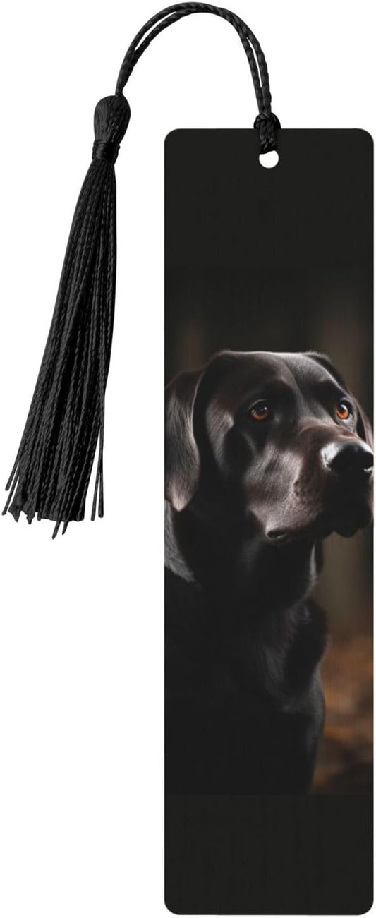 Black Labrador Bookmark Ornament, Wooden Bookmarks with Tassel, Book Mark for Book Lovers Page Markers Reading Gifts for Women Men Handmade Wood Bookmark Tag Label