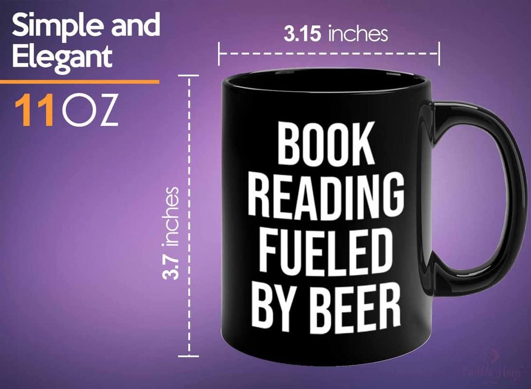 Hobby Beer Lover Coffee Mug 11oz Black - book reading fueled by beer - Mountain Biking, Bike Riding, Bicycling Lover, Cycling Bike Enthusiast, Road Bike