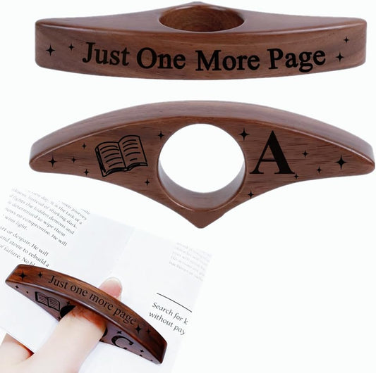 Personalized Book Page Holder with 26 Letters, Custom Finger Book Opener Thumb Bookmark with Initials for Women Men, Reading Accessories Gifts for Readers Book Lovers (Dark Color-01, Letter A)