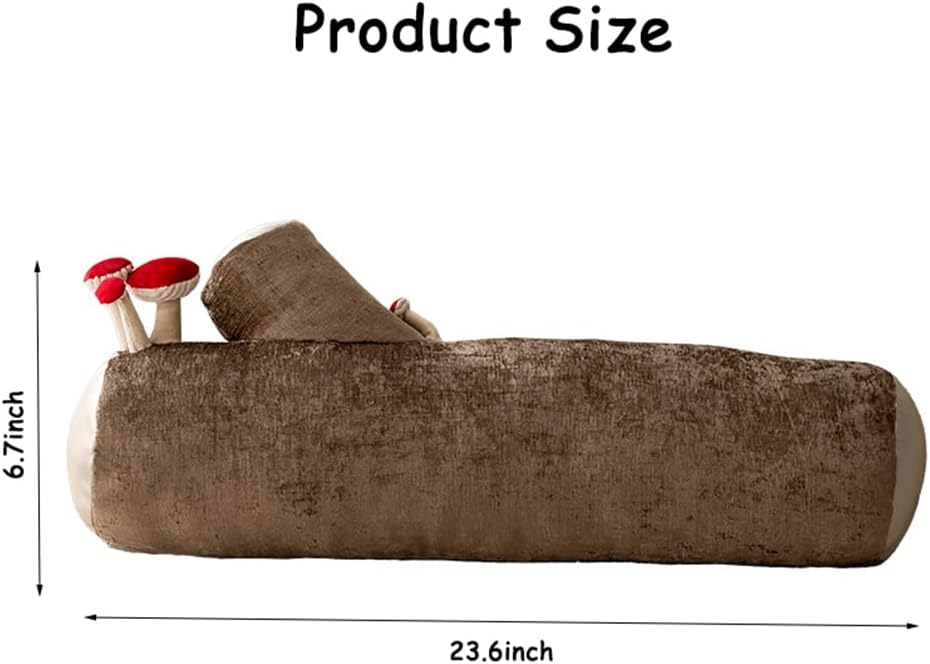 Mushroom Tree Log Pillow - Long Cylinder Decorative Throw Pillow for Couch, Sofa & Bed, Modern Chic Nature-Themed Pillow, Woodland Stump Accent Pillow for Living Room, Nursery, Home Decor