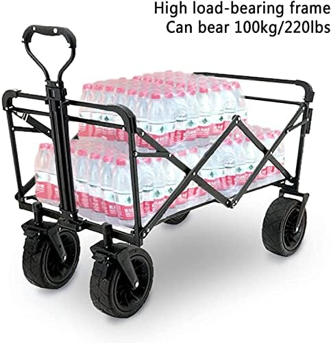 Portable Camping Cart,Portable Garden Cart Beach Trolley Outdoor Folding Trolley Double Brake Camping Trailer Adjustable Lever Load-Bearing 100kg / 220lbs