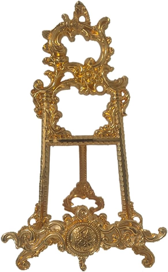 Gold Display, Metal Tabletop Easel, Vintage Quran Holder, Folding Bible Organizer, Decorative Bookshelf,Sleek & Modern Look, for Books, Plates, Photos & More, Golden