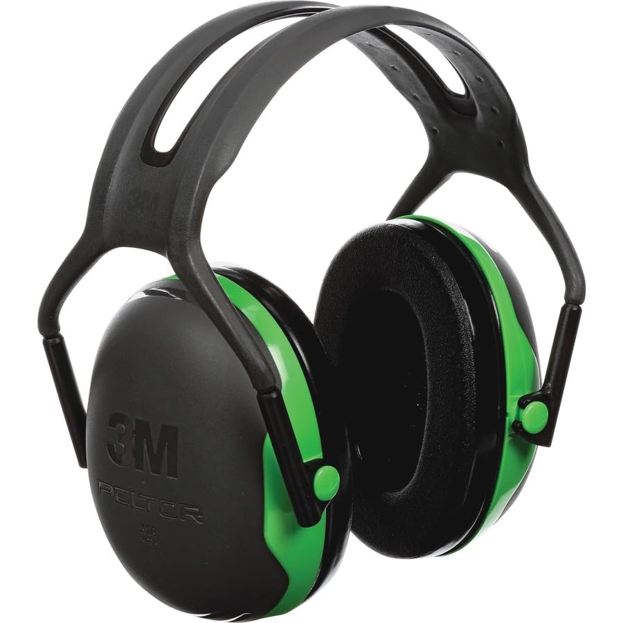 3M PELTOR Ear Muff Hearing Protection, Over-the-Head, X Series X1A, NRR 22 dB, Lightweight, 1 Pair, Construction, Manufacturing, Maintenance, Automotive, Woodworking, Green/Black