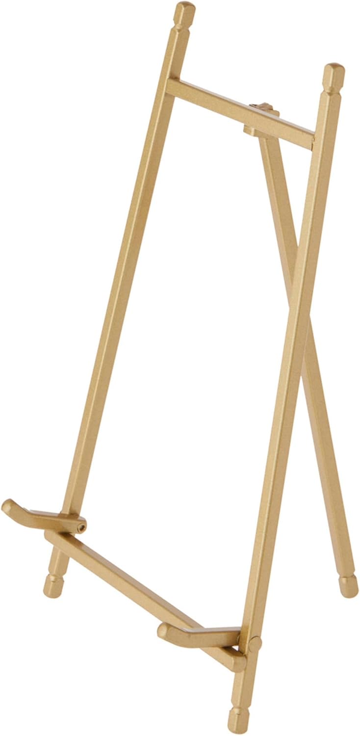 Bard's Satin Gold-toned Metal Easel, 9" H x 5.25" W x 6" D