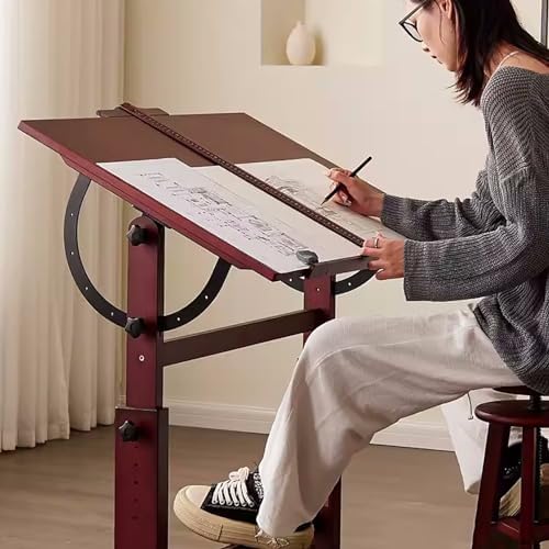 Drawing Tilting Tablet,Drafting Table,Large Wood Drafting Table, Artist Drawing Table with Height Adjustable, Tilting Enlarge Tabletop, Studio Craft Desk & Art Craft Desk for Writing