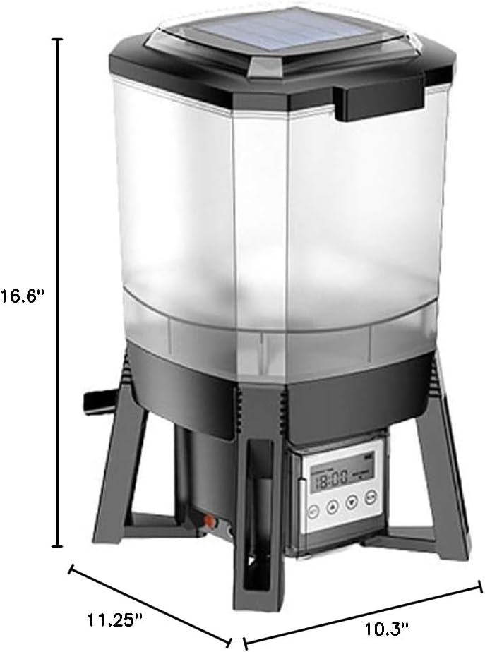SunSun Grech Automatic Solar Pond Feeder – Programmable Fish Food Dispenser for Outdoor Ponds, 6L Pellet Capacity, Precise Feeding Control, Solar-Powered, CFF-206