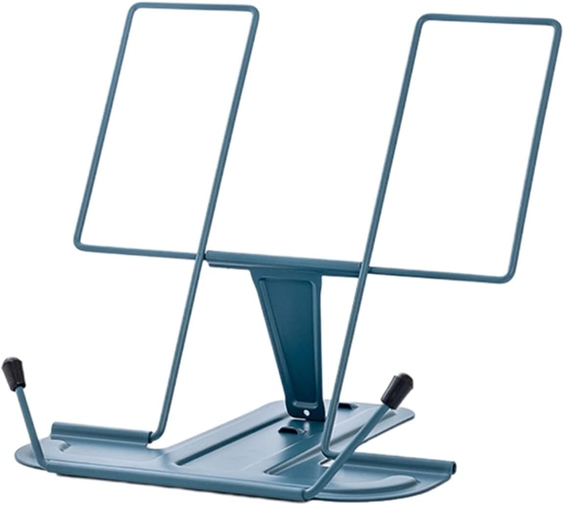 Adjustable Desk Book Stand Cookbook Holder Portable Bookrest Non-Slip Page Clips for Thick(D)