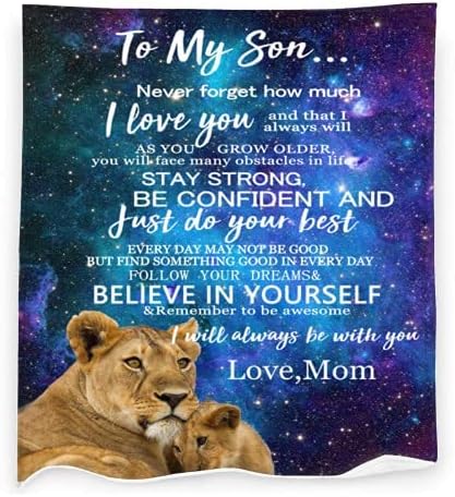 to My Son Blanket from Mom Love Letter Lightweight Soft Flannel Lion Throw Blankets 50"X40"