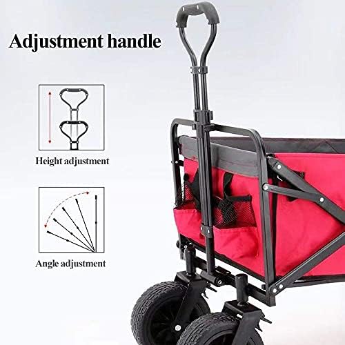 Foldiwagon Outdoor Garden Off-Road Vehicle, Adjustable Handle 80Kg Load Steel Frame, Campisundries Sports Heavy-Duty Beach Wide All-Terrain Wheels/Black/a