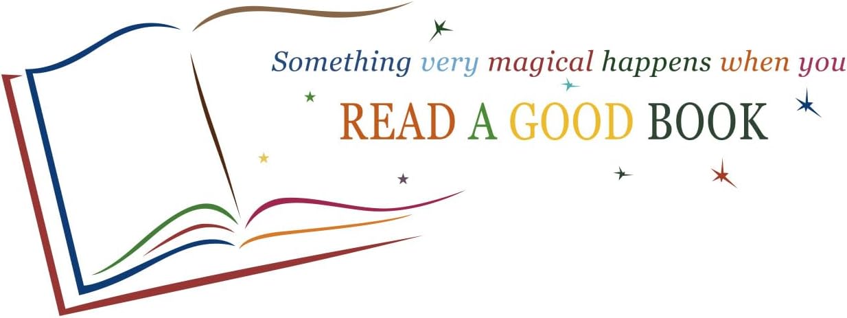ADECALS Open Book Wall Sticker Something Very Magical Happens When You Read A Good Book Wall Art Colorful Reading Book Decal (Book05)