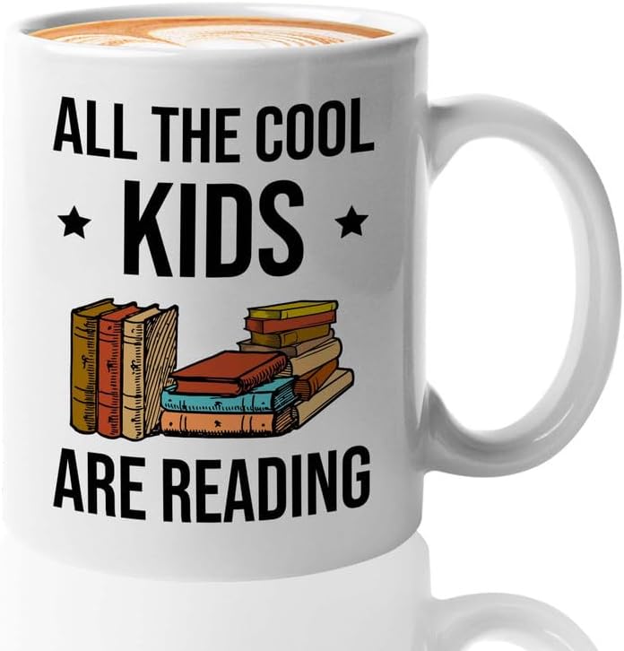 Reading Bookworm Coffee Mug 11oz White - All The Cool Kids Are Reading - Reading Reader Book Worm I Know Things Book Addict Book Lover Bookish Novelist Librarian Writer