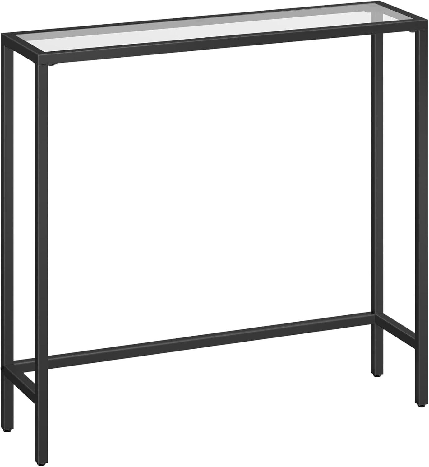 HOOBRO 29.5" Narrow Console Table, Tempered Glass Entryway Table, Modern Sofa Table Behind Couch, Small Side Table for Entrance, Living Room, Foyer, Hallway, Bedroom, Black BK07XG01