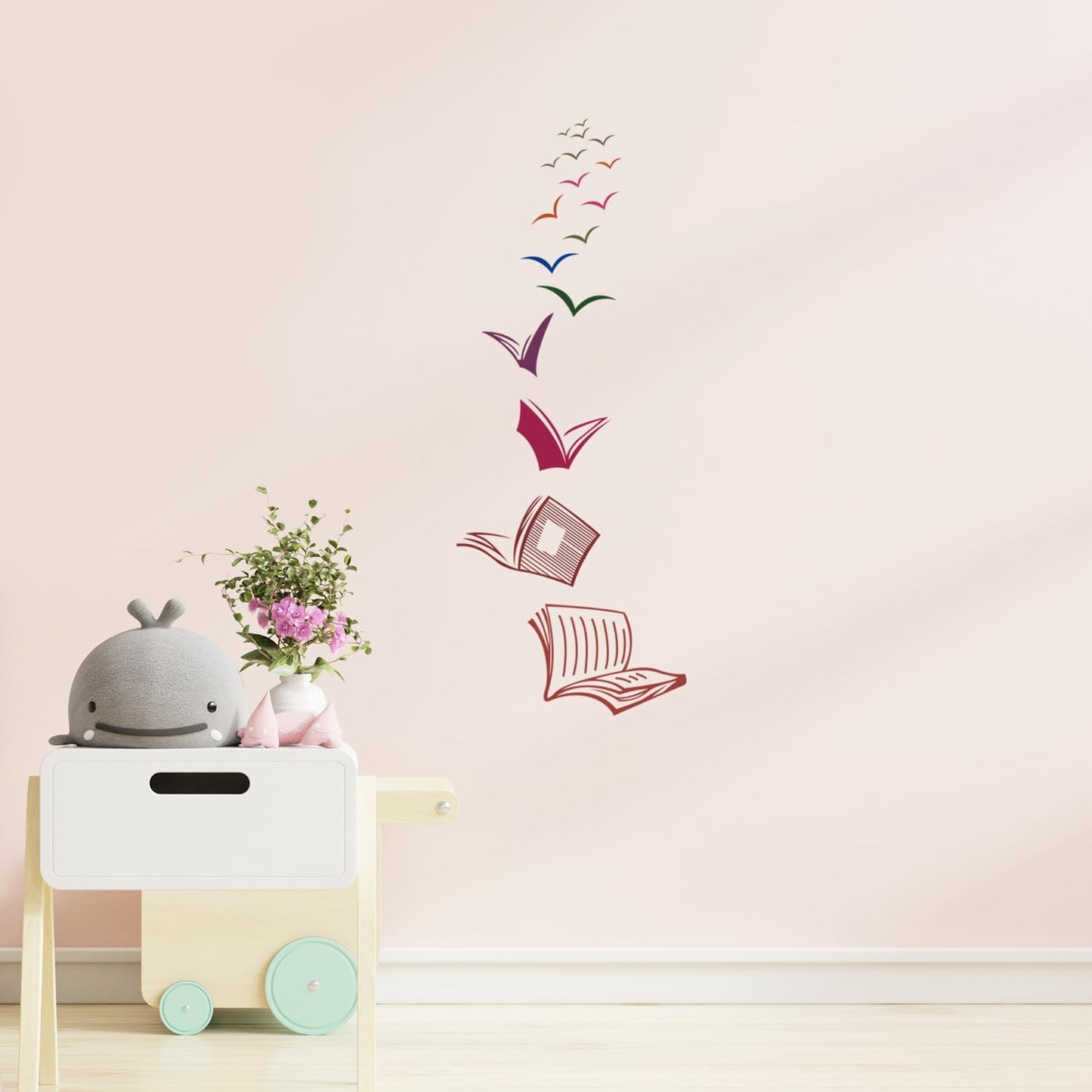 ADECALS Open Book Wall Sticker Colorful Reading Book Wall Art Reading Corner Classroom Decoration