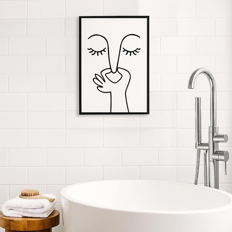 Balsuka Black and White Bathroom Wall Decor Bad Smell Humorous Wall Art Modern Minimalistic Aesthetic Poster Bathroom Sign Canvas Print Funny Guest Toilet Picture for Restroom 12x16inch Black Frame