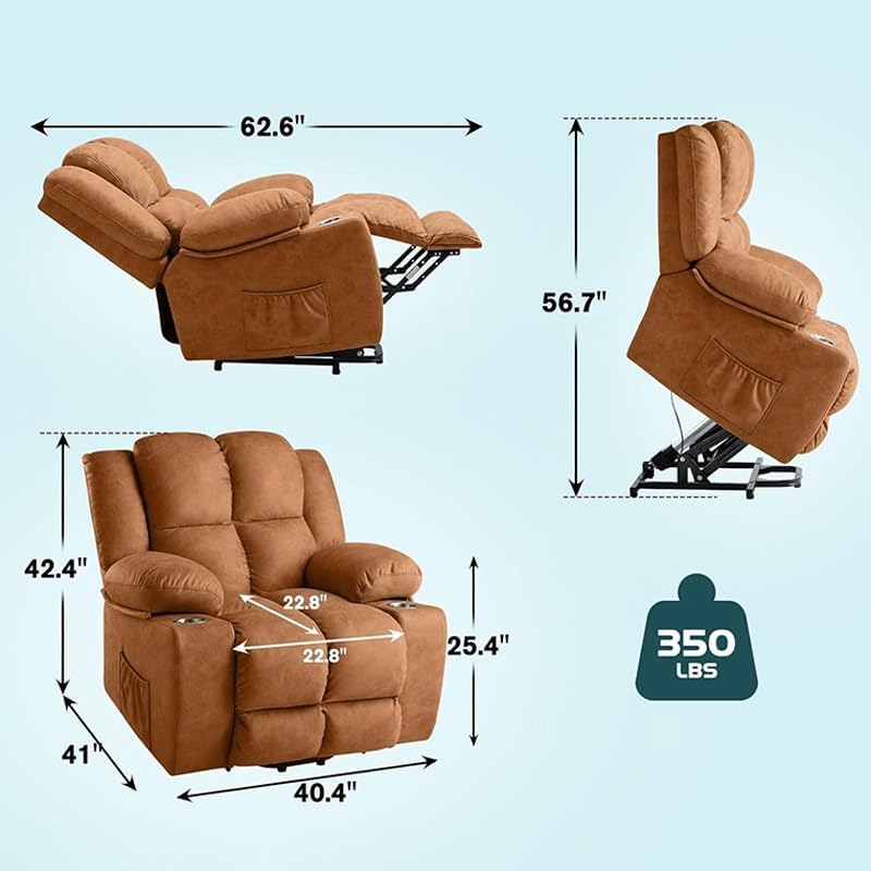 Adults Massage Recliner Chair, Ergonomic Leisure Chair Classic Single Sofa, Living Room Recliner Sofa with Massage and Heated, Cup Holders and USB Port
