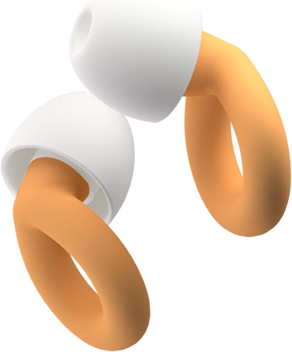 Earplugs for Sleeping, 33db Noise Canceling Ear Plugs, Waterproof Reusable Noise Canceling Earplugs for Concerts, Motorcycles, Travel and Hearing Protection - 8 Ear Tips in XS/S/M/L, Orange