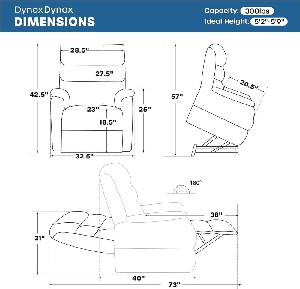 Power Dual Motor Lift Recliner Chair for Elderly with Infinite Position Recline Heat and Massage Adjustable Electric Lay Flat Sofa Dark Blue Leather Living Room Furniture