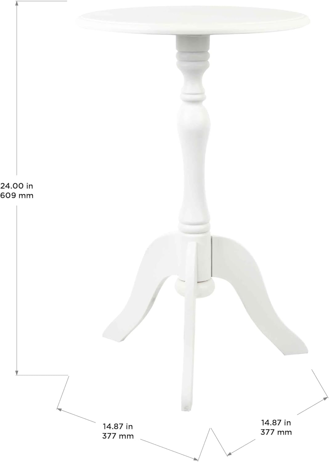 Decor Therapy Simplify Round Pedestal Accent Table, 24" x 15" x 15", White