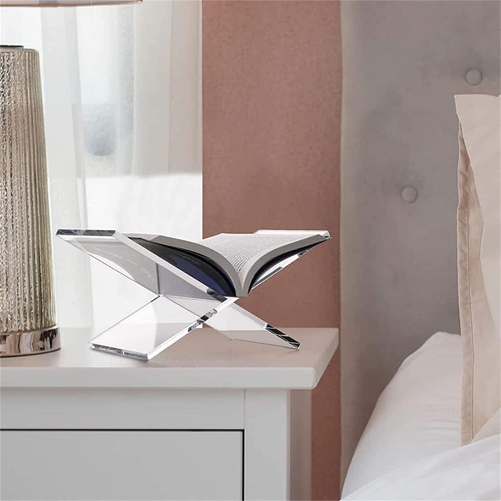 Acrylic Book Holder X-Shaped Display Stand Cookbook Recipe Magazines Storybook Reading Books(D)