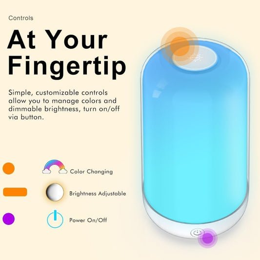 Smart Touch Table Lamp Works with App, Dimmable Small RGB Bedside Bed Lamp for Bedroom, Cordless LED Night Desk Lamp Rechargeable Color Changing Nightstand Mood Cozy Lamp for Living Room Baby Nursery.