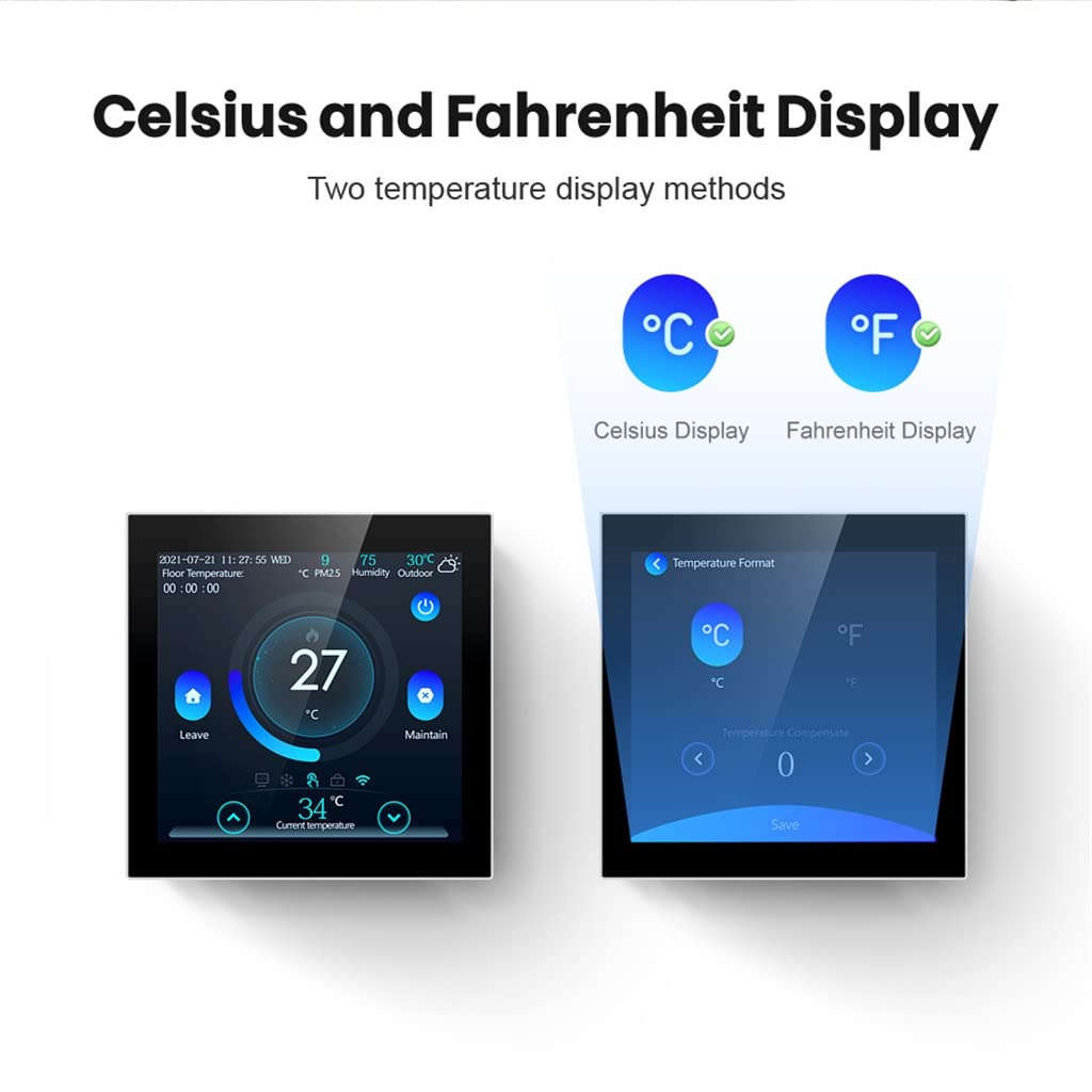 Smart Floor Thermostat,Tuya Electric/Water Heating Temperature Controller Home(Water Heating)