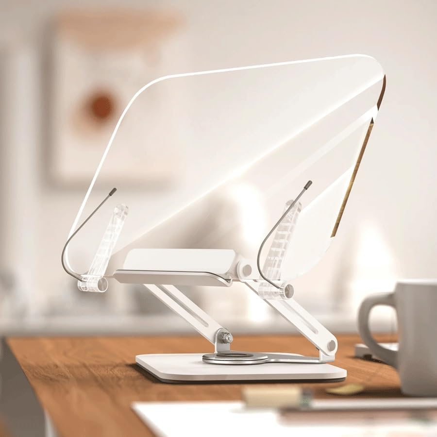 Desktop Bookshelf with Degree Rotating Bottom Page and Transparent Acrylic Panel, Suitable for Textbooks