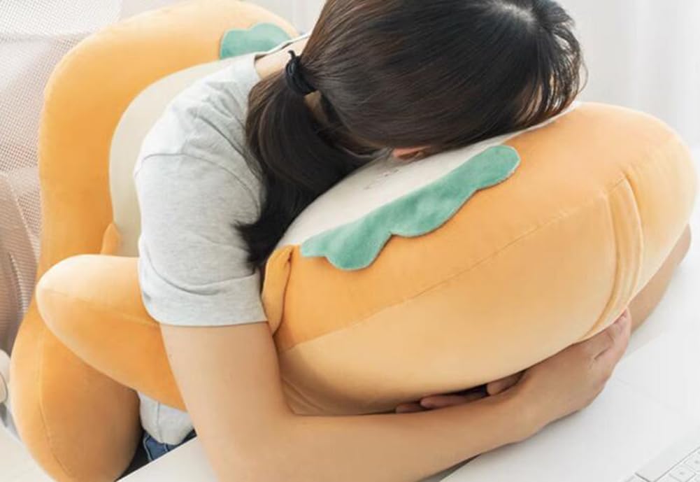 Tingting's Dream Office Chair Lumbar Pillow Cute Bed Rest Reading Pillow Sofa Waist Back Cushion Car Lumbar Support Pillow with Blanket (60×45CM/23.6"×17.7", Shy)