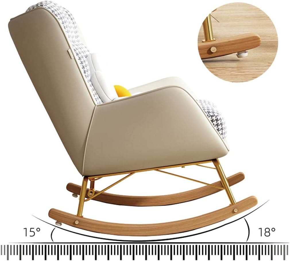 LSLYTQ Upholsted Rocking Chair - Rock WCotton Linen Cushion, Comfy Backrest & Seat, Single Rocking Chair for Living Room, Bedroom, Lounge, Office