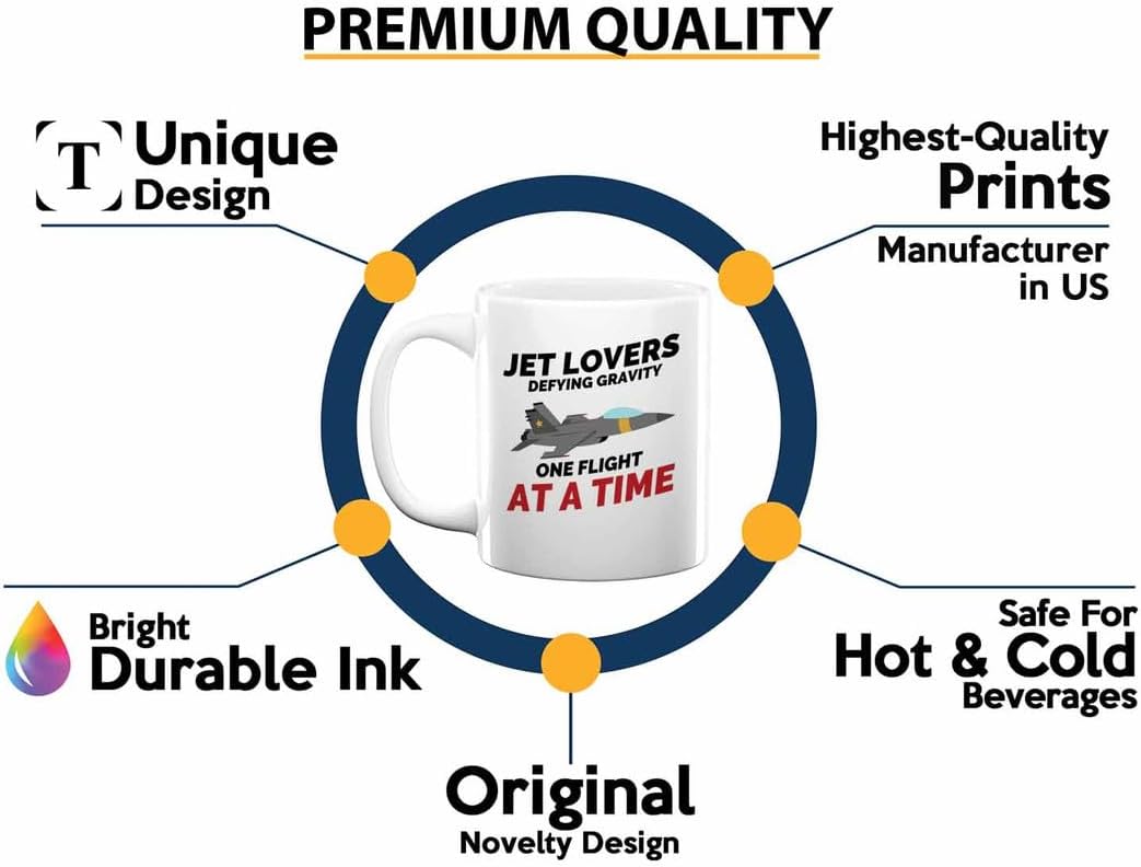 Jet Pilot Coffee Mug 11oz White - Jet lovers Defying gravity - Pilot Gifts Airplane Flying Captains Aviator Airline Aviation