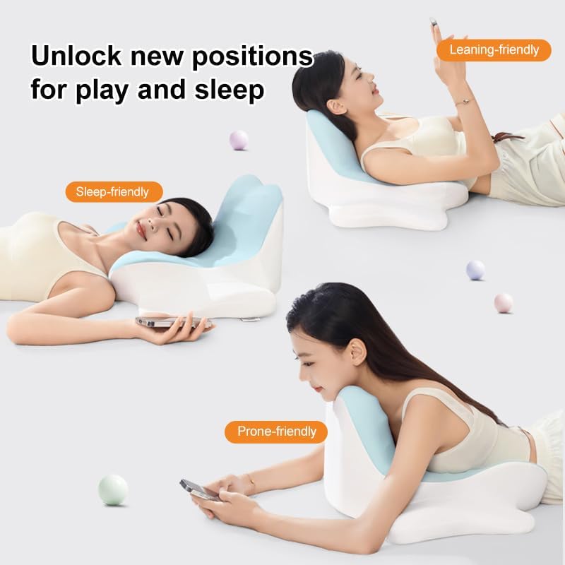 Memory Foam Ergonomic Wedge Pillow, Sofa Support Pillow, Prone Sleep/Reading Pillow, Back Pain/Acid Reflux Relief, Massage-Friendly, Removable Cover (Lavender) (Light Purple)