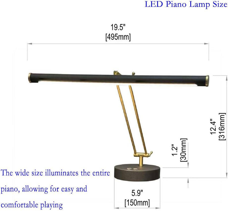 LED Piano Light with Swing Arm, Eye-Caring Paino Lamp, Professional Music Score Lamp,Reading Light,Adjustable Color Temperature & Brightness,Dual USB Charging Port,Desk Lamp for Piano Players(Black)
