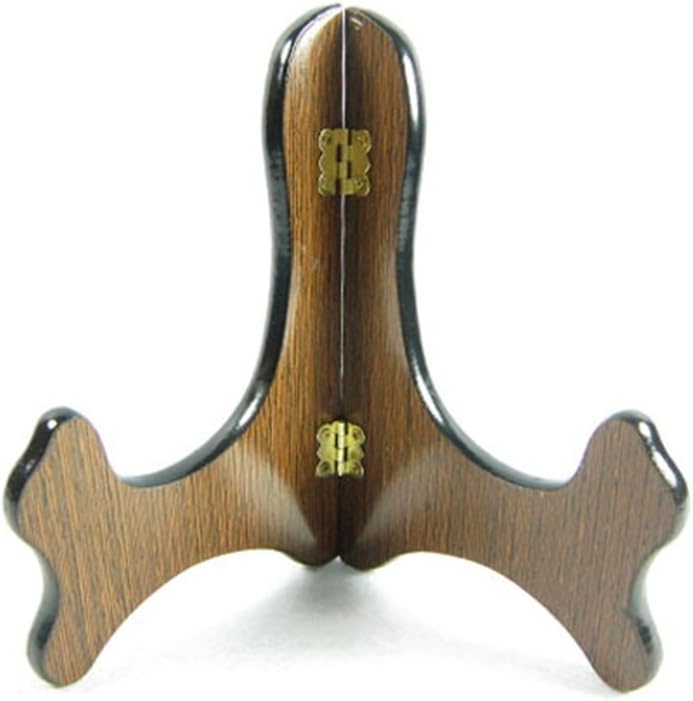 fengshuisale Brown Wooden Easel Display Plaque Plate Photo Stand Holder