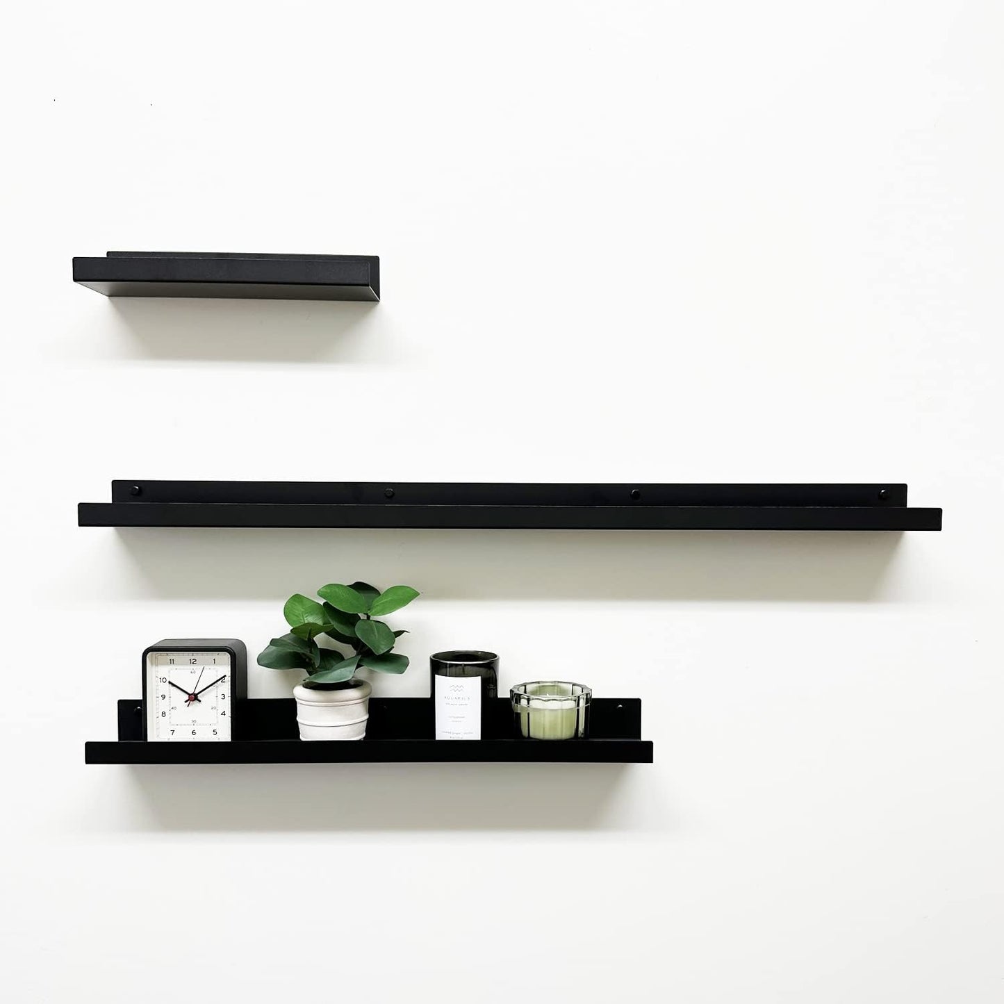 Mitus Floating Display Shelf - Wall Mounted - Modern Industrial Metal Channel Ledge Black, 24 inch