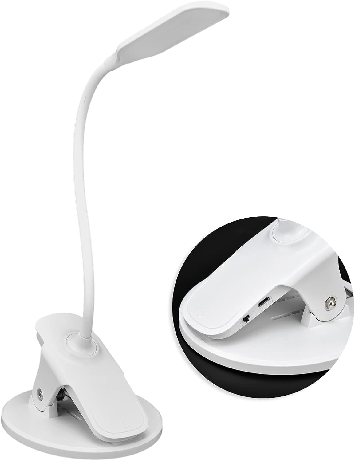 Topyond Desk Lamp with Clamp, 360° Adjustable USB Clip Light, Eye Caring Reading Lamp with Heat-Resistant Base for Home Office Dormitory Study