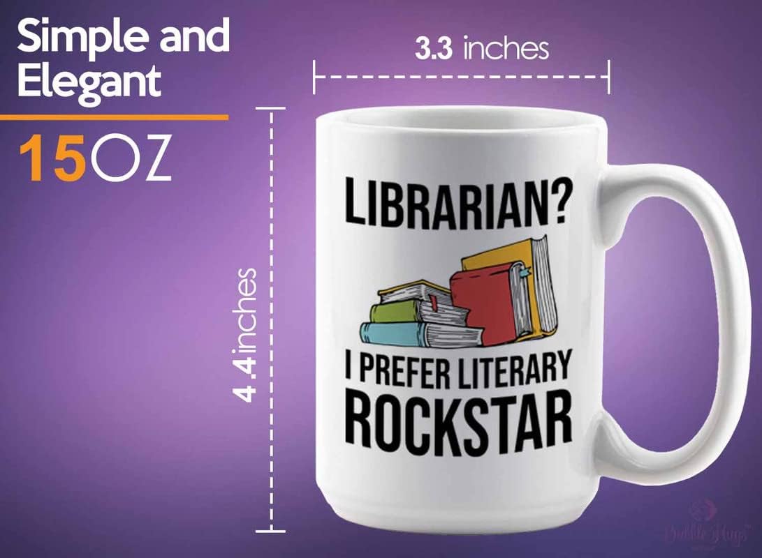 Book Lover Coffee Mug 15oz White - literary rockstar - Gifts for Book Club Readers Book Nerd Librarians Book Worm Bookish
