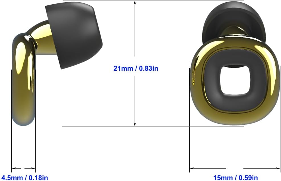 Ear Plugs Providing High Fidelity Hearing Protection for Musicians, DJs, Festivals, Nightlife, Sleeping Noise Cancelling - Gold