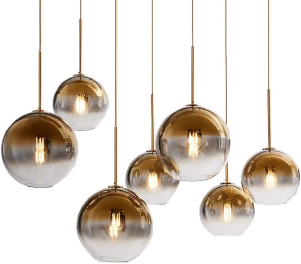Gradient Color Glass Pendant Light,Modern Glass Hanging Light Chandelier Light (Gold, 25cm)