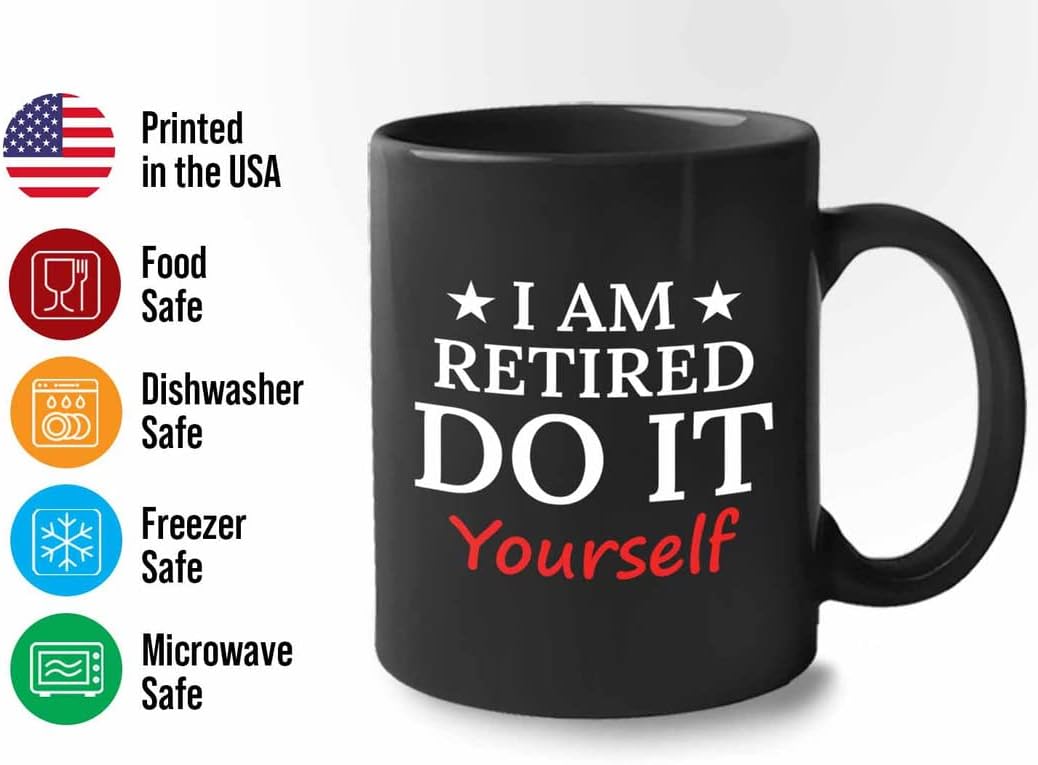 Retirement Coffee Mug 11oz Black - Retired Do It Yourself - Funny Retired Vintage Gift For Coworker Grandpa Dad Book Lover Librarian Bookworm Writer Reader