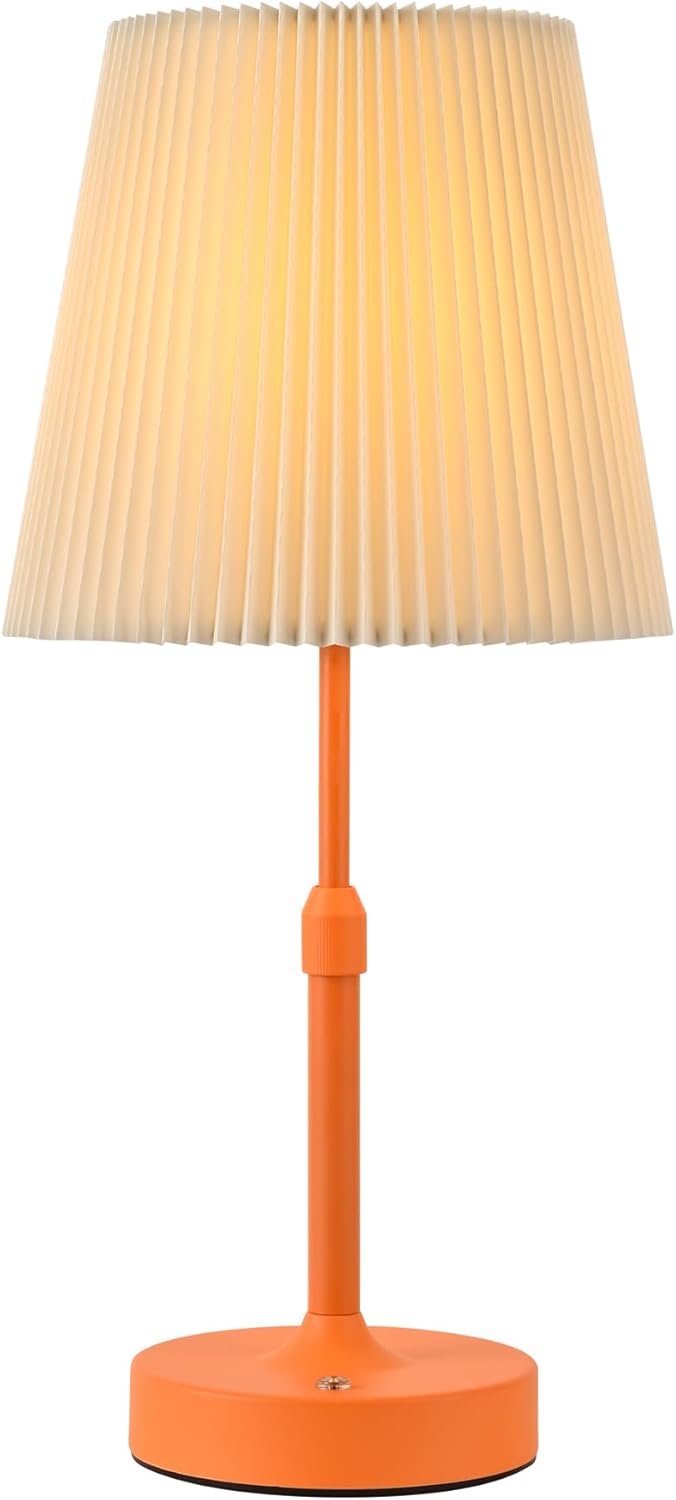 Cordless Table Lamp,5200mAh Rechargeable Table lamp with Stepless Dimming & Adjustable Height,Touch Lamps for nightstand with 2 Bulbs for Bedroom, Dining Table, Kitchen(Orange)