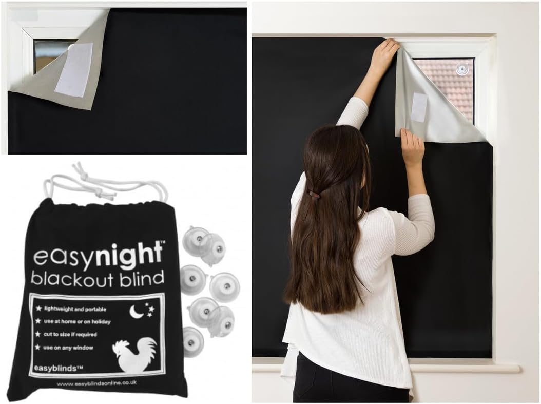 Easynight 100% Blackout Shade for Home and Travel, Includes Suction Cups, Large, Make Any Size and Shape Up to 78x57 Inches, No Drill, Easy to Use Temporary Or Permanent for Home Travel Office