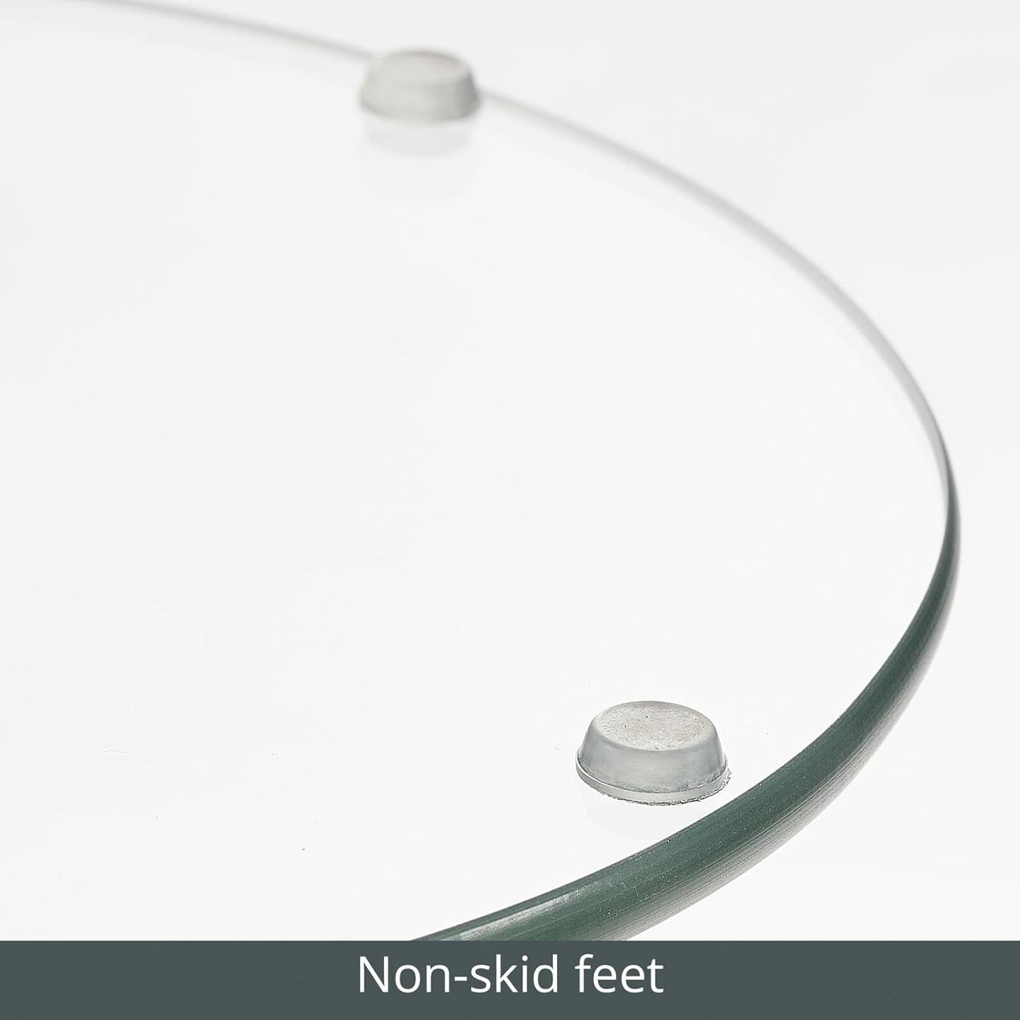 mDesign Glass Top Side/End Duo Drink Table - 2-Tier Modern Round Accent Wood Nightstand Furniture for Living Room, Dorm, Home Office, and Bedroom - 12" Round - Clear/Natural