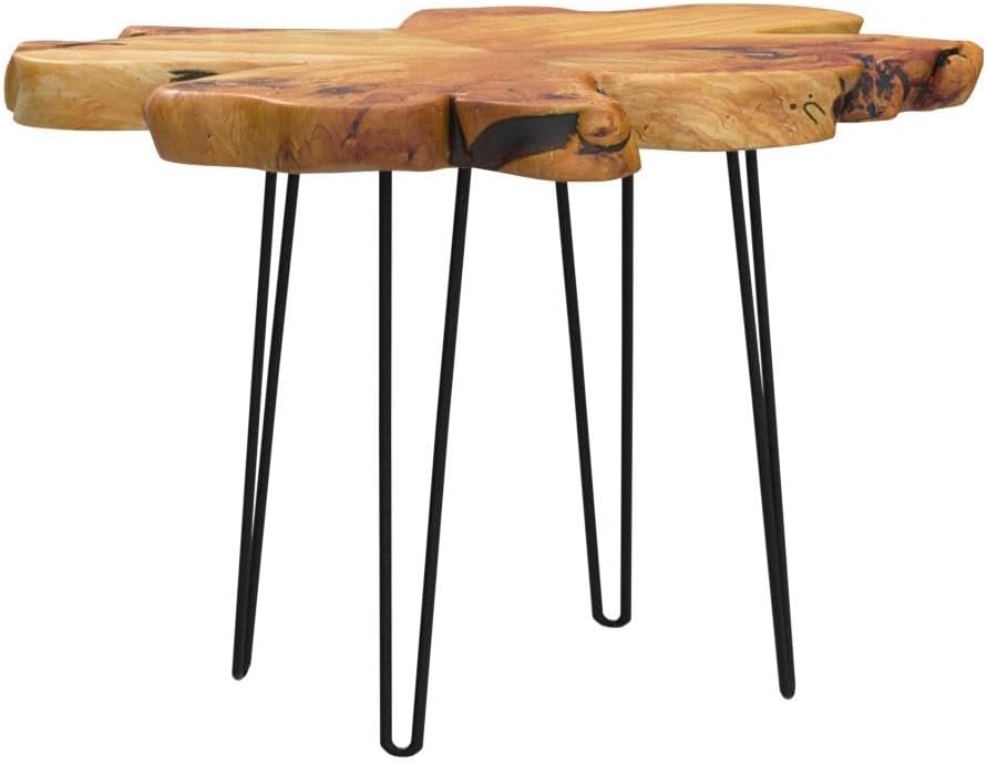 WELLAND Live Edge Cedar Coffee Table 32" W x 32" D x 20.5" H Rustic Round Table for Living Room, Patio, Bedroom, Home Office