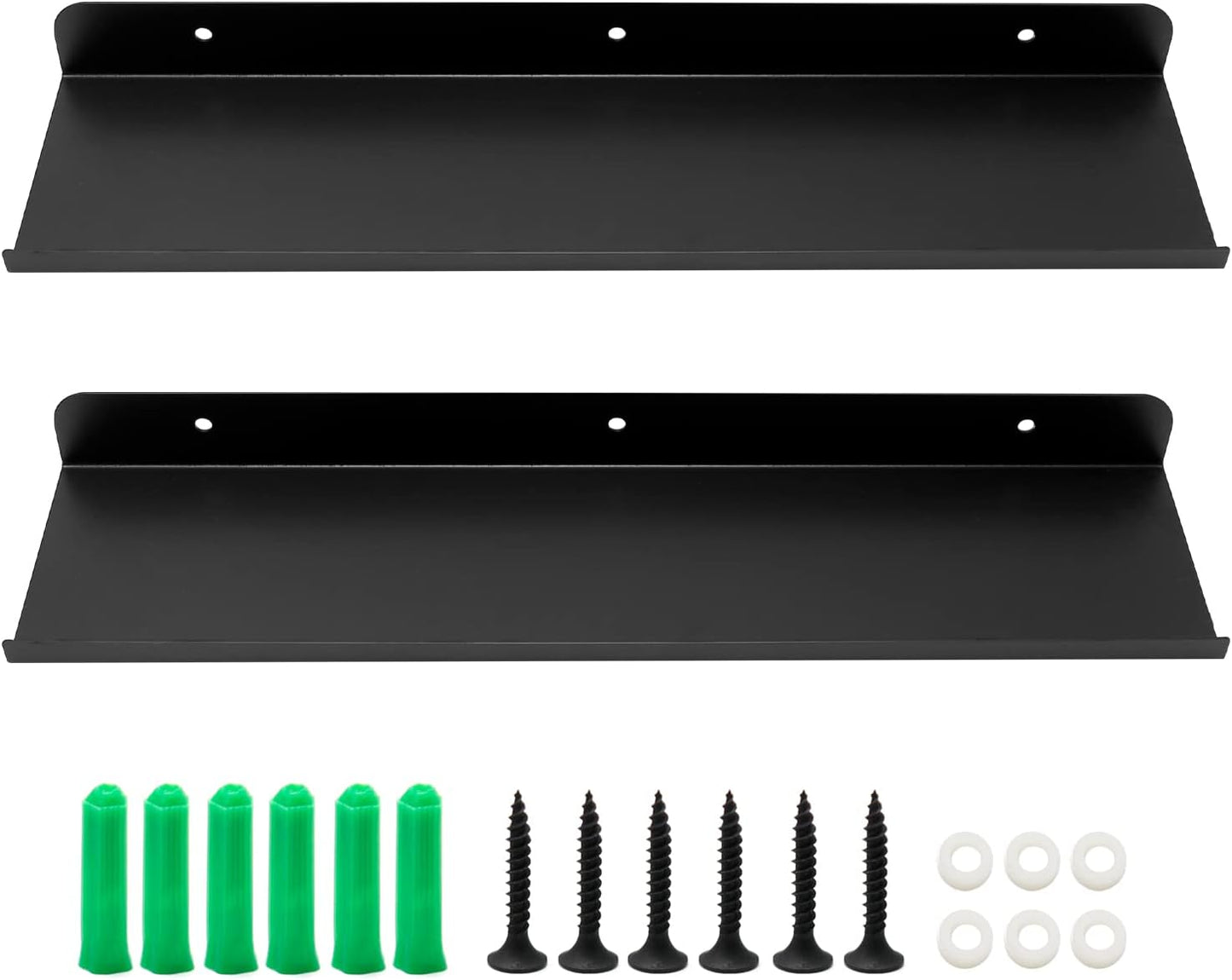 Anxingo Floating Shelves Wall Mounted Bathroom Shelf, Metal Wall Mounted Small Display Shelves, Floating Wall Shelves Shelf Display Storage Wall Mount Home Decor, Matte Black, 2 Pack (16.14" x 3.9")