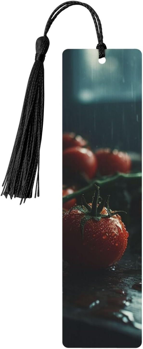 Water The Tomatoes Bookmarks Gifts for Women Men, Wooden Bookmarks for Book Lovers, Vintage Book Marks Ornaments with Tassel, Unique Personalized Reading Page Markers Black