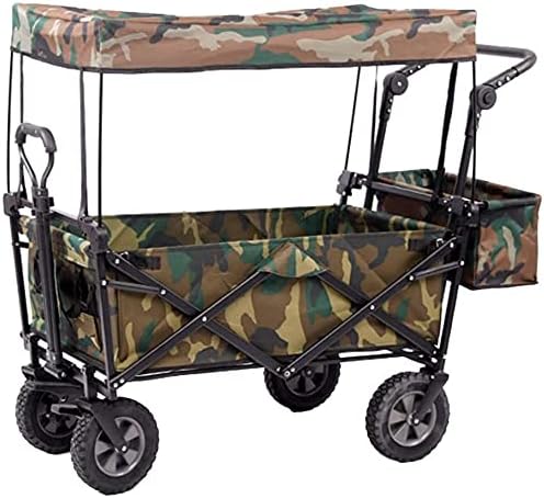 Outdoor Folding Utility Wagon Garden Cart with Roof Heavy Duty Handcart Collapsible Portable Festival Camping Transport Cart Bearing 100 / 220lbs (Color : Style 2)