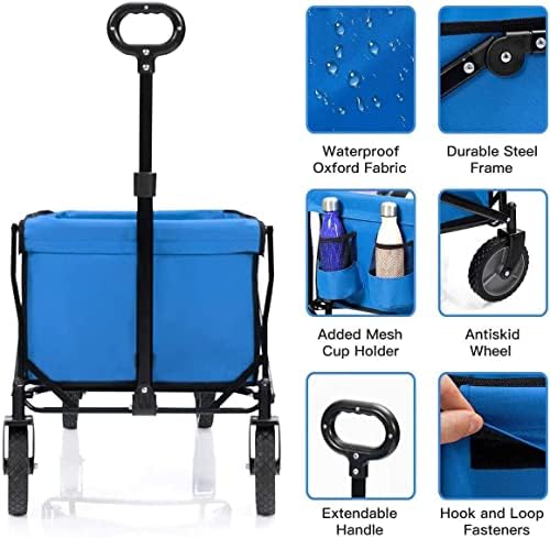 Portable Camping Cart,Outdoor Coapsible Utility Wagon Heavy Garden Portable Hand Cart for Outdoor Beach Garden ping Camping Picnic