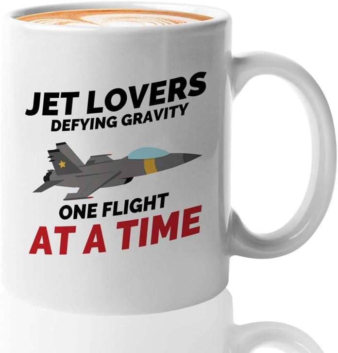 Jet Pilot Coffee Mug 11oz White - Jet lovers Defying gravity - Pilot Gifts Airplane Flying Captains Aviator Airline Aviation