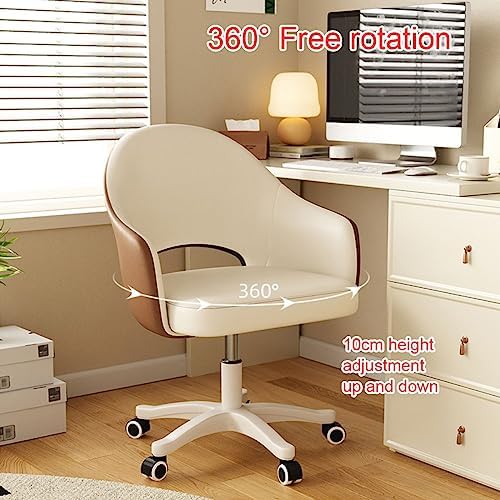 Ergonomic Computer Desk Chair, Executive Leather Swivel Chair with Latex Cushion, Height Adjustable, Stylish Vanity Chair, Ideal for Home Office & Reading - Blue+ge