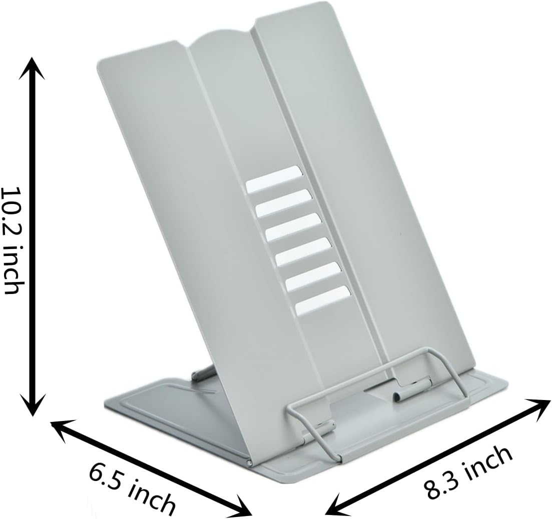 Citmage Desk Book Stand Document Holder Heavy Duty Metal Reading Stand with Book Magazine Menu iPad Music Score Speech Draft with 6 Adjustable Positions(Grey)